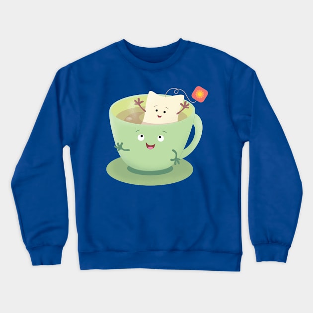 Cute teabag cup cartoon humor character Crewneck Sweatshirt by FrogFactory